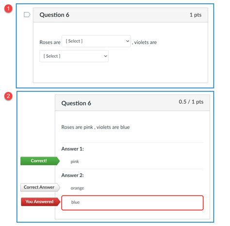 multiple dropdowns quiz questions